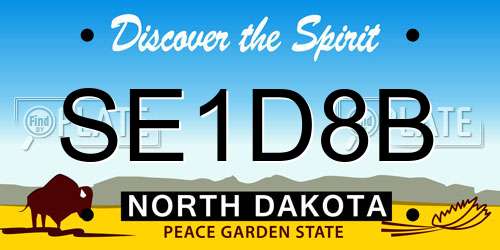 SE1D8B North Dakota License Plate