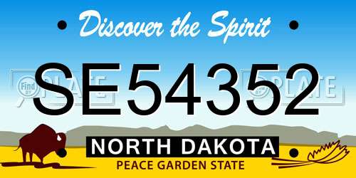 SE54352 North Dakota License Plate