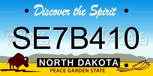 SE7B410 North Dakota License Plate