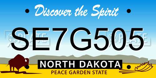 SE7G505 North Dakota License Plate