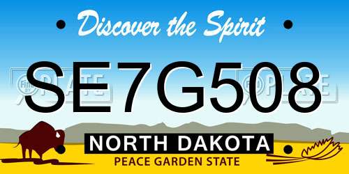 SE7G508 North Dakota License Plate