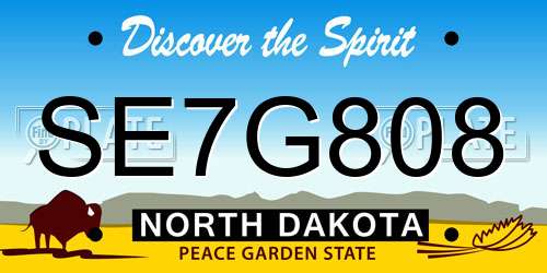 SE7G808 North Dakota License Plate