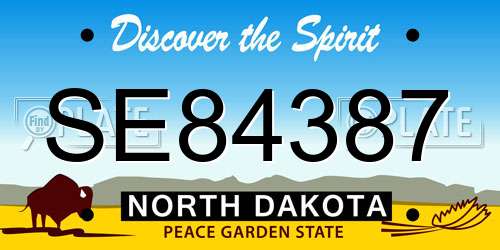 SE84387 North Dakota License Plate
