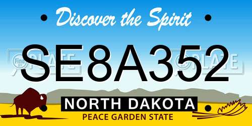 SE8A352 North Dakota License Plate