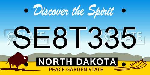 SE8T335 North Dakota License Plate