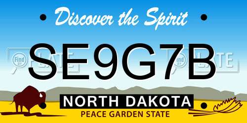 SE9G7B North Dakota License Plate