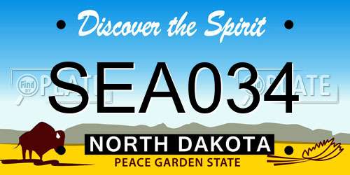 SEA034 North Dakota License Plate