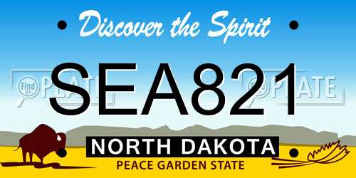 SEA821 North Dakota License Plate
