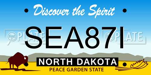 SEA87I North Dakota License Plate