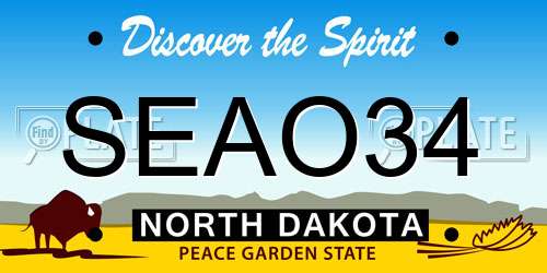 SEAO34 North Dakota License Plate
