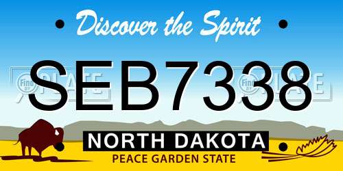 SEB7338 North Dakota License Plate