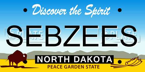 SEBZEES North Dakota License Plate