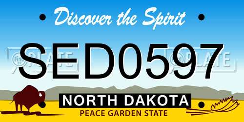 SED0597 North Dakota License Plate