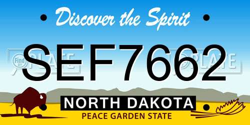 SEF7662 North Dakota License Plate