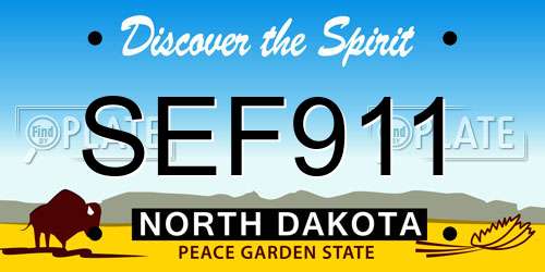 SEF911 North Dakota License Plate