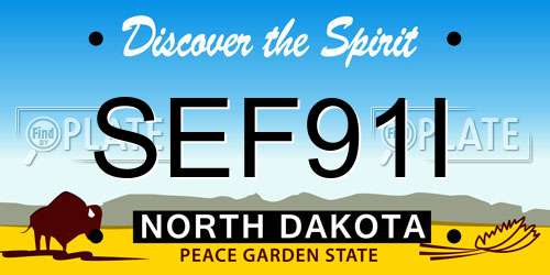 SEF91I North Dakota License Plate