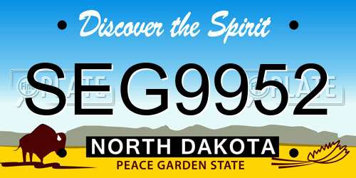 SEG9952 North Dakota License Plate