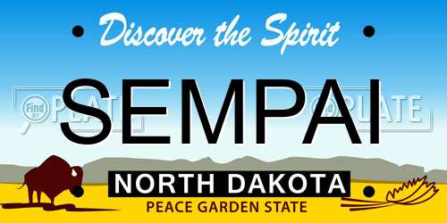 SEMPAI North Dakota License Plate
