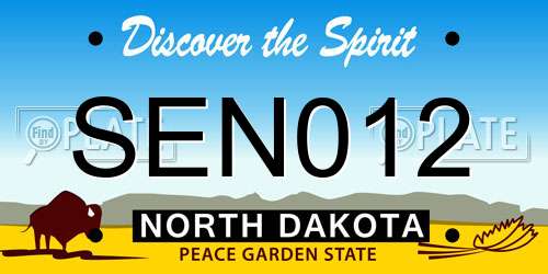SEN012 North Dakota License Plate