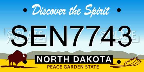 SEN7743 North Dakota License Plate