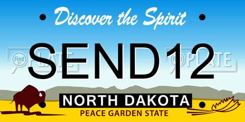 SEND12 North Dakota License Plate