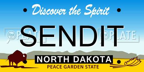 SENDIT North Dakota License Plate