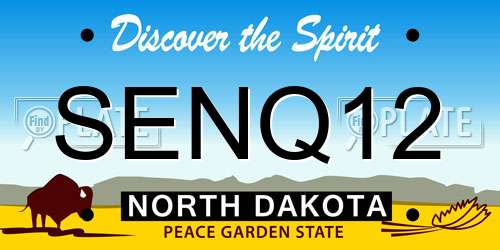 SENQ12 North Dakota License Plate