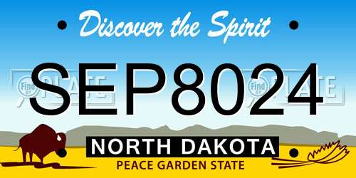 SEP8024 North Dakota License Plate