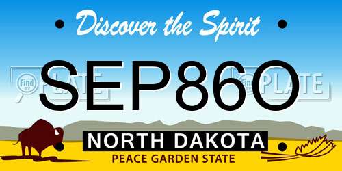 SEP86O North Dakota License Plate