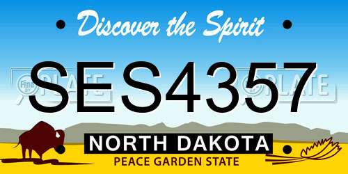 SES4357 North Dakota License Plate