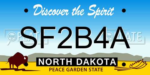 SF2B4A North Dakota License Plate