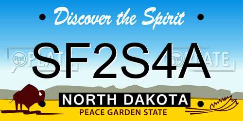 SF2S4A North Dakota License Plate