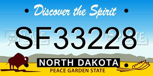 SF33228 North Dakota License Plate