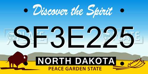 SF3E225 North Dakota License Plate