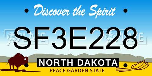 SF3E228 North Dakota License Plate