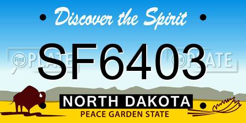 SF6403 North Dakota License Plate