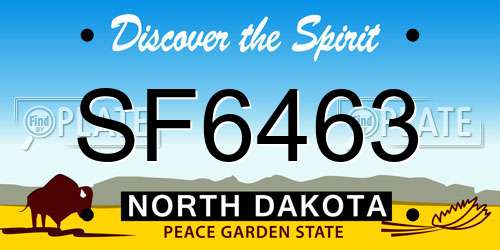 SF6463 North Dakota License Plate