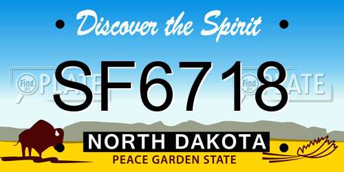 SF6718 North Dakota License Plate