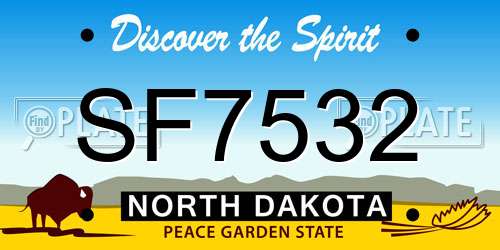 SF7532 North Dakota License Plate
