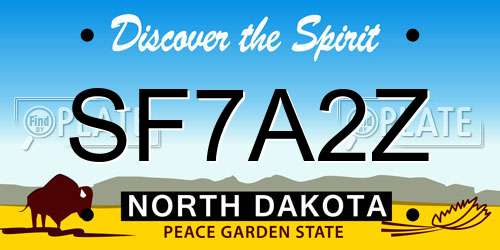 SF7A2Z North Dakota License Plate