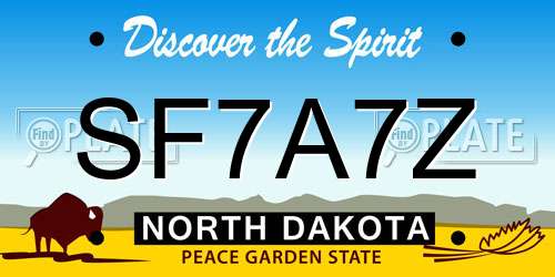 SF7A7Z North Dakota License Plate