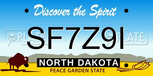 SF7Z9I North Dakota License Plate