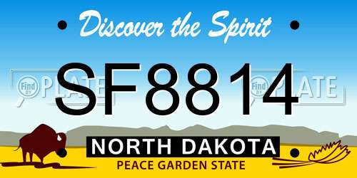 SF8814 North Dakota License Plate