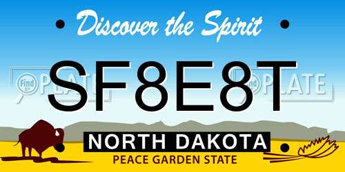 SF8E8T North Dakota License Plate