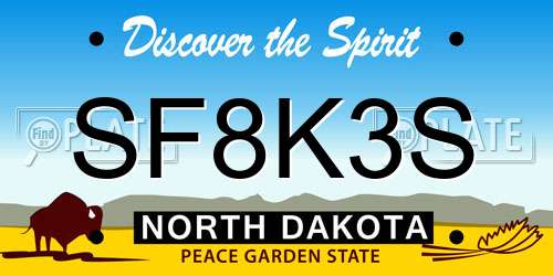 SF8K3S North Dakota License Plate