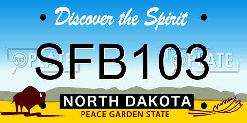 SFB103 North Dakota License Plate