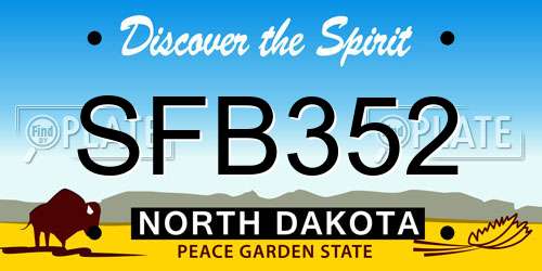 SFB352 North Dakota License Plate