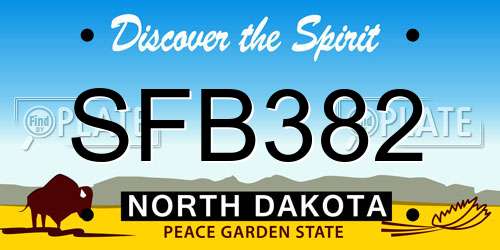 SFB382 North Dakota License Plate