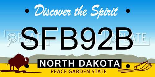 SFB92B North Dakota License Plate