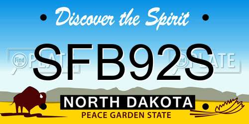 SFB92S North Dakota License Plate